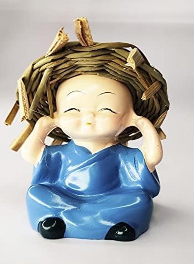 Saugat Traders Polyresin Baby Hat Monk Buddha Idols for Car Dashboard-Home Decor - Multicolour, Set of 4 Pieces - Good Luck Gift - Image 3